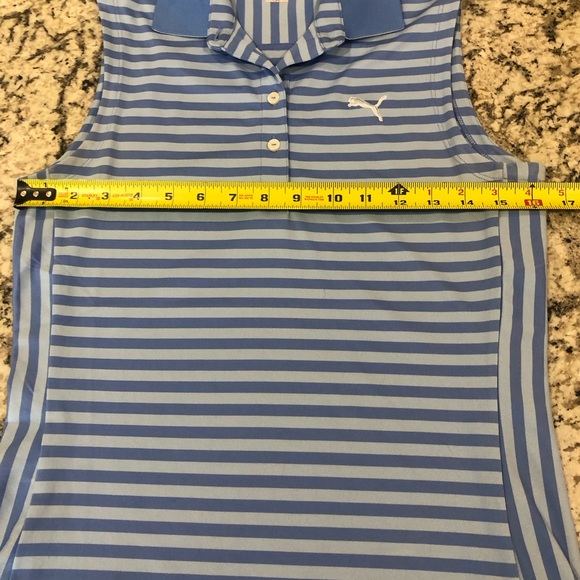 Puma Women’s Sleeveless Collar Golf Polo Top Size XS Light Blue Striped EUC - Picture 6 of 14